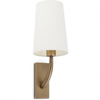 Lámpara Aplique Rem de Pared con Pantalla en Tela y Cuerpo de Acero, Oro Viejo Mate/Blanco, E27