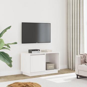 Soporte para TV móvil de madera maciza de pino blanco 74x35x44 cm