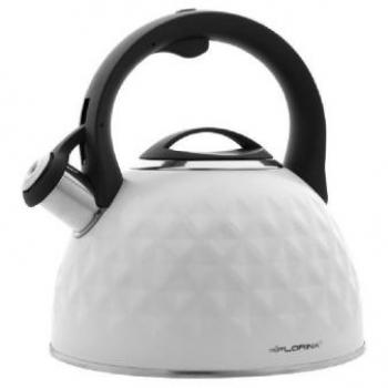 Tetera con Silbato de Acero Inoxidable 2,5L para Inducción y Gas, Diseño Moderno, Mango Ergonómico, Color Blanco
