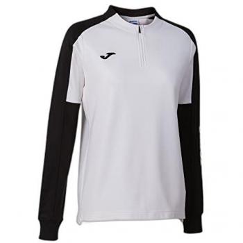 Sudadera Joma Eco Championship Mujer Blanco Negro Recycled Media Cremallera