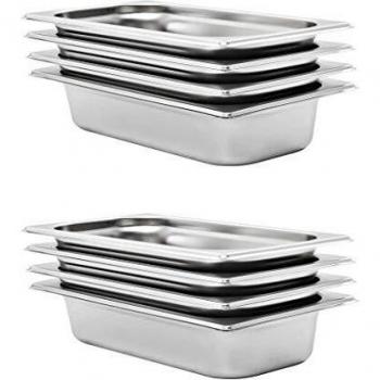 vidaXL 8X Bandejas Gastronorm de Alimentos GN 1/3 Utensilios Cocina Calientaplatos Plato Platillo Comida Buffet Baño María 65 mm Acero Inoxidable
