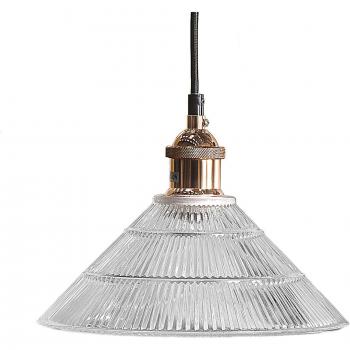Lámpara Colgante Industrial Vintage de Vidrio Transparente y Cobre Curone