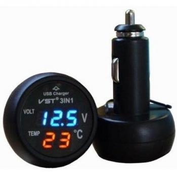 5 V 2.1 A cargador de coche multifunción 3 en 1 USB cigaretter LED 12 V 24 V Volt Voltaje de la batería Tester Monitor Medidor para iPhone Samsung HTC