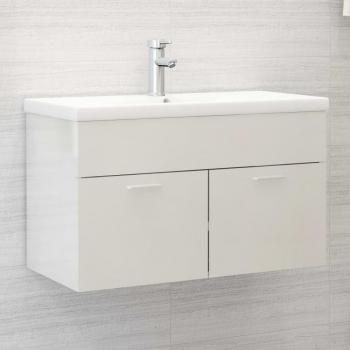 Armario para lavabo blanco pulido de madera multicapa 80x38,5x46 cm