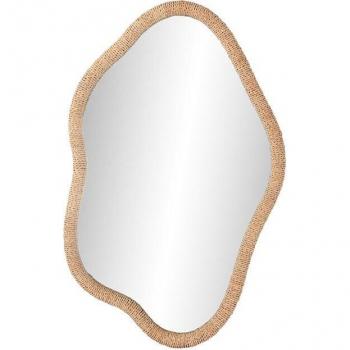 Espejo de Pared en ratán Fido Natural con Marco de Madera y Diseño Elegante