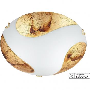 Plafón Rabalux Art Gold 2x60W E27 Cristal Blanco Estilo Clásico IP20