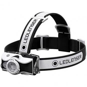 Ledlenser Linterna frontal LED para exteriores MH7, blanco/negro, recargable con batería, 600 lúmenes, enfocable, duración lumínica de hasta 60h, luz roja, con 2 pilas AA, bloqueo de transporte