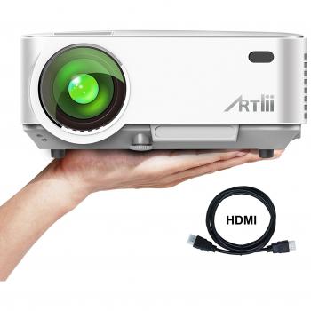Proyector de video, Artlii Home Theater con 1500 lúmenes, alta calidad de sonido & soporte 1080P HD, Connect TV, computadora & computadora portátil & PS4 & Xbox & más - Blanco