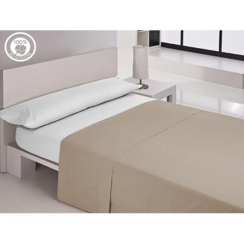 Encimera de Sábana 100% Algodón Liso Beig para Cama de 180 cm