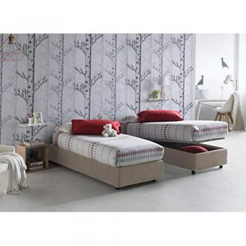 Cama Individual Contenedor Asia Taupe, 100% Made in Italy, Apertura Frontal, para Colchón 80x190 cm