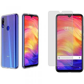 Pack 2 en 1 Funda Gel Transparente y Protector de Cristal Templado para Xiaomi Redmi Note 7