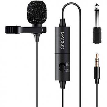 MAONO Lavalier Micrófono, Omnidireccional Micrófono de Condensador con Clip de Solapa Manos Libres para DSLR, Cámara, iPhone, Android, Samsung, Sony, PC, Ordenador Portátil
