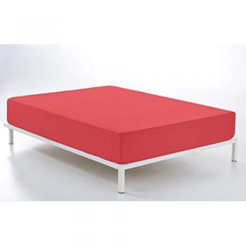 Sábana Bajera Ajustable Combi Color Rojo 160 x 190/200 cm - 50% Algodón / 50% Poliéster - 144 Hilos