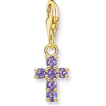 Thomas Sabo Charm Club Violet Cross Charm 2036-414-13 - Gold Plated / Sterling Silver / Zirconia Female