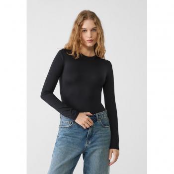 Stradivarius Black Long Sleeve Polyamide Bodysuit XL