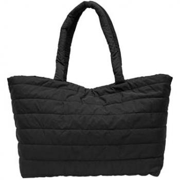 Urban Classics Women's Padded Black Tote Bag - Nylon Exterior, Polyester Lining