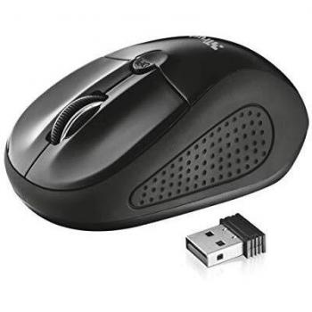 Trust Primo Ambidextrous Wireless Optical Mouse with Storable USB Receiver, 1000-1600 DPI for PC, Laptop, Mac - Black