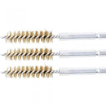 Juego de Cepillos de Alambre de Latón BGS, 3 Piezas, 12 mm, Conexión Hexagonal Externa de 6.3 mm (1/4)