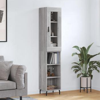 Aparador alto de madera contrachapada gris Sonoma 34,5x34x180 cm