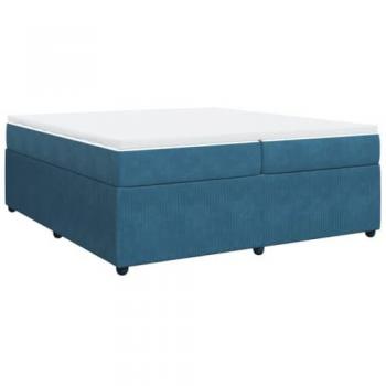 Cama box spring suave con colchón de terciopelo azul oscuro 200x200 cm