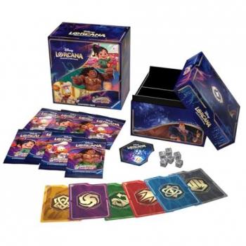 Illumineer's Trove - Juego de cartas coleccionables Disney Lorcana Shimmering Skies, incluye 5 sobres de expansión, 1 carta promocional exclusiva y accesorios para juego