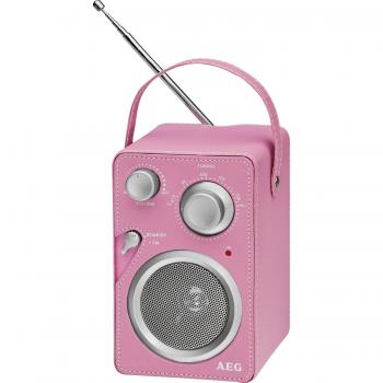 AEG MR 4144 - Radio portátil con acabado de cuero, color rosa