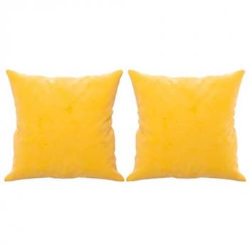 Cojines Decorativos de Terciopelo Amarillo 40x40 cm - Set de 2 Almohadas para Sofá y Dormitorio
