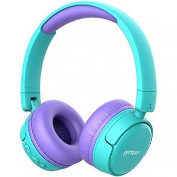 gorsun Auriculares Bluetooth para niños, Auriculares Plegable para niños con 85dB Volumen Limitado, Auriculares Ajustable y Plegable con micrófono-púrpura