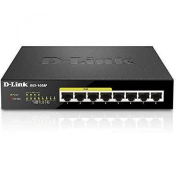 D-Link DGS-1008P/E 8-Port Gigabit Unmanaged Metal Switch with 80W across 4PoE ports, black DGS-1008P/E