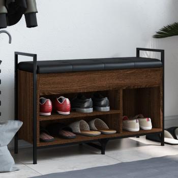 Banco zapatero de madera de ingeniería marrón roble 85,5x32x57,5cm
