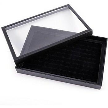 Caja para anillos con 100 compartimentos Caja expositor Organizador Bandeja Joyería 29x19x4cm