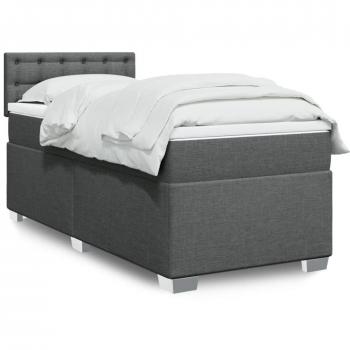 Cama box spring suave con colchón gris oscuro 80x200 cm tela