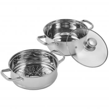 22cm Stainless Steel Steamer Pot with 2.8L Stock Pot and Vegetable Steamer