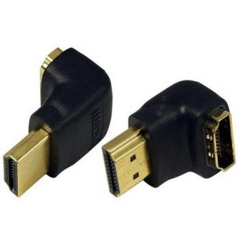 Adaptador HDMI LogiLink Macho-Hembra con Ángulo de 90 Grados, Color Negro
