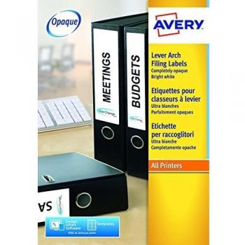 Avery España Zweckform L4760-25 - Pack de 25 hojas de etiquetas para archivadores, 192 x 38 mm, color blanco