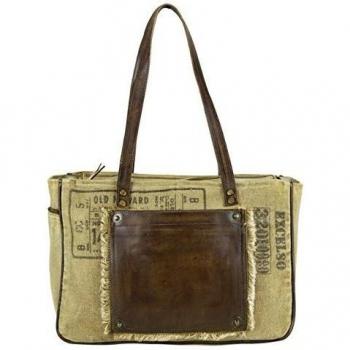sunsa Mujer Vintage Bolsa de la compra bolsa de hombro Bolso de lona/lona con piel