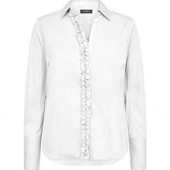 Feminine Satin Ruffle Shirt - White - Size XS