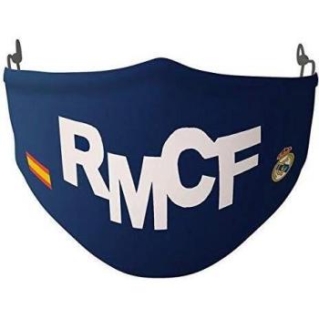Mascarilla Higiénica Reutilizable Infantil Real Madrid C.F. Siglas Azul Blanco - Safta