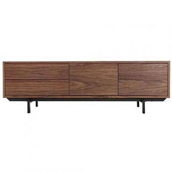Mueble TV diseño vintage nogal MANNY de MILIBOO, características: estilo vintage, acabado en nogal, ideal para salón, espacio de almacenamiento para dispositivos multimedia, dimensiones adecuadas para televisores grandes