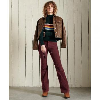 Women's Mid-Rise Slim Fit Flared Corduroy Jeans Trousers Superdry