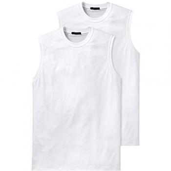 Camiseta Interior para Hombre Schiesser Essentials 2er Pack, Sin Mangas, Cuello Redondo, Algodón, Talla XL, Color Blanco