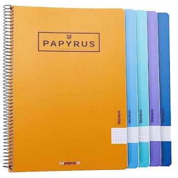 Cuaderno Papyrus 08-UNICLASIC Cuarto 80 Hojas (Pack de 5 Unidades, Tapa Polipropileno, Cuadrícula 4x4mm, Colores Surtidos Aleatorios)