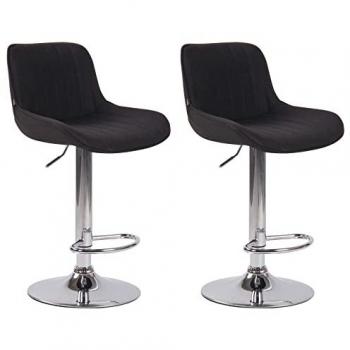 Taburetes de bar regulables en tela negro - Set de 2, diseño lentini, base cromada