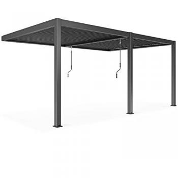Toldo bioclimático adosado de aluminio 6 x 3 x 2.5 m Oviala