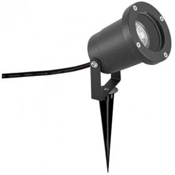 Foco de Exterior Nielas, Dimmerable, Moderno, Aluminio y Cristal, Color Gris Oscuro, 1 Fuego GU10 con Anclaje a Tierra