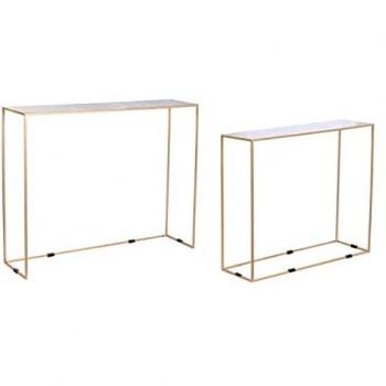 Juego de 2 mesas DKD Home Decor, Blanco, Negro, Dorado, 100 x 28 x 80 cm, Hierro, Estándar