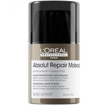 Mascarilla Absolut Repair Molecular 50 ml - L'Oréal Professionnel - Mascarilla sin aclarado para todo tipo de cabello dañado, unisex, crema reparadora y protector térmico