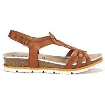 Sandalias de cuña de mujer de piel con adorno