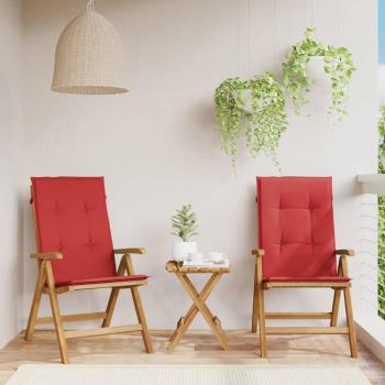 Teak Reclining Garden Chairs with Cushions - Set of 2