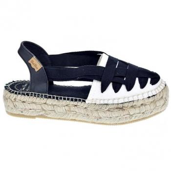 Toni Pons Rio - Alpargatas Planas para Mujer, Tejido Negro con Cintas y Elásticos, Modelo 130228
